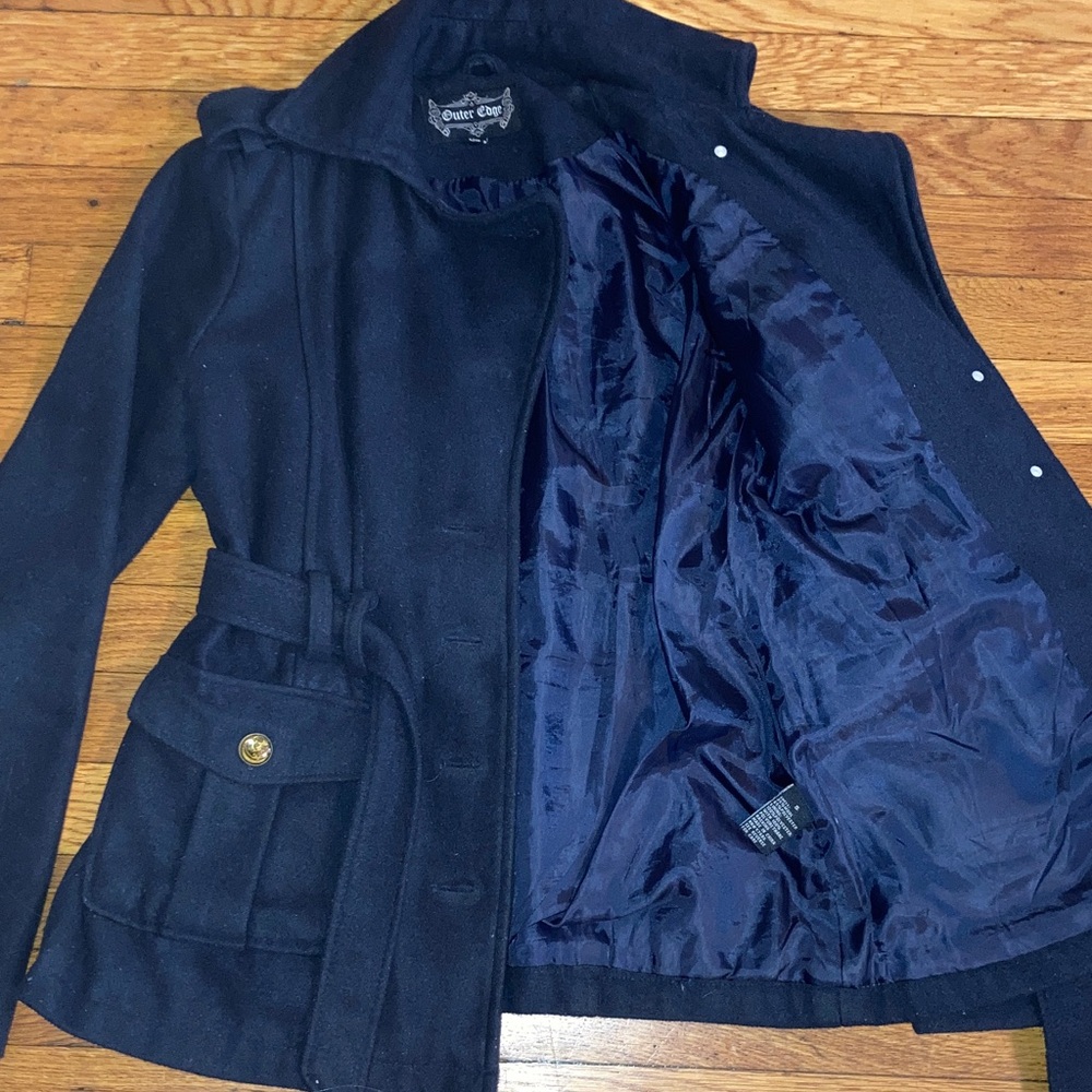 Women’s Outer Edge Navy Blue Pea Coat Jacket - Picture 3 of 8